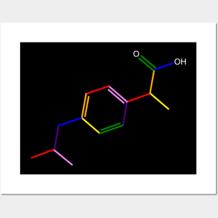 Ibuprofen Molecule Rainbow Chemistry Posters and Art